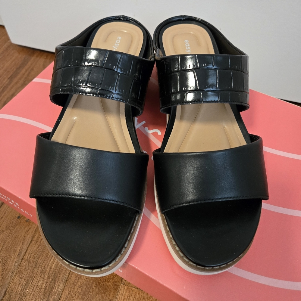 Easy Spirit Wilma Black Sandals with Modern Design Size 8.5